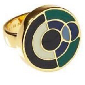 💕TRINA TURK💕 Modern Geometrics Eclipse Enamel Ring ~ Multi-Color 7 NWT